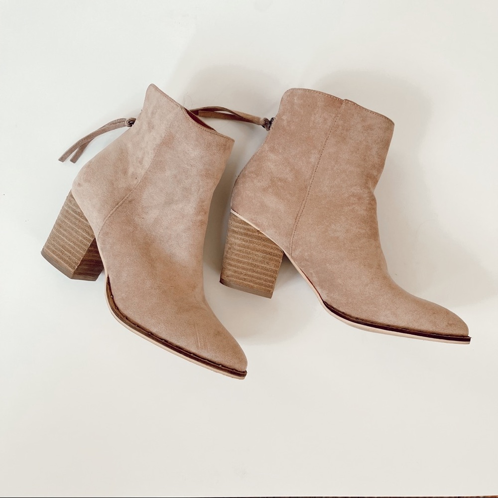CCOCCI | Faux Suede Heeled Booties | Taupe | 8